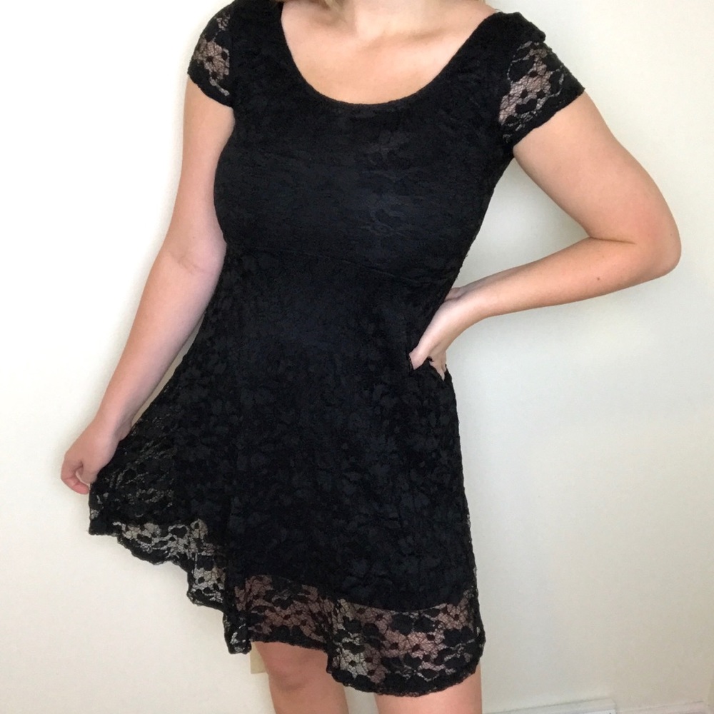 PacSun LA Hearts Black Lace Skater Dress